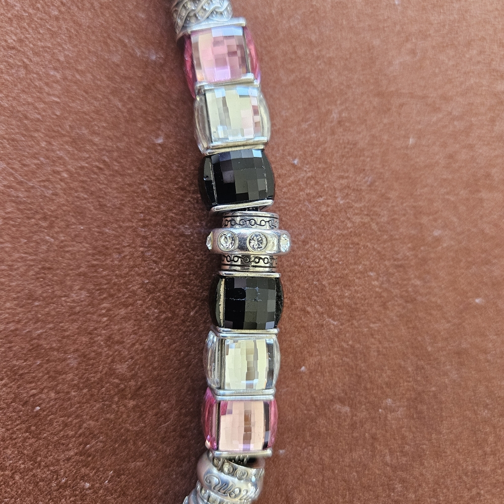Brighton Silver Bracelet with Pink and Black Accents - Picture 2 of 6